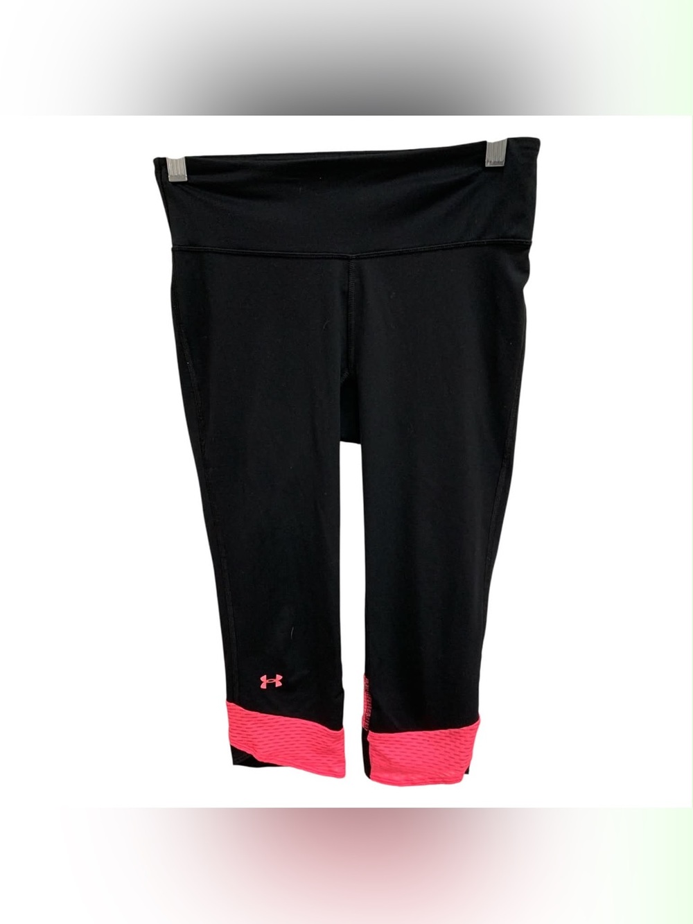Under Armour Black Capri Leggings with Pink Hem Panels Size S